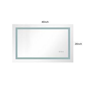 "28x40 Inch <b>Smart</b> Wall-Mounted LED Vanity <b>Mirror</b> with Frontlit Backlight Touch Control Anti-Fog Memory Function" - Product Image 2
