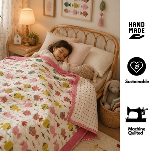 Edredón para Bebé Hecho a Mano con Estampado de Bloques, Algodón Suave, Reversible, Ligero, Relleno Hipoalergénico, para el Hogar, Viajes y Regalos - Product Image 4