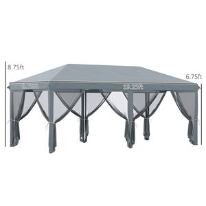 Gazebo Pop-Up Grigio 10x20 per Esterni con 6 Pareti Laterali in Rete per Feste, Eventi, Giardino e Prato - Product Image 3