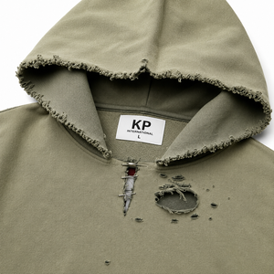 เสื้อฮู้ดซิปผู้ชายทรงโอเวอร์ไซส์ KP International สีพื้น ผ้าถักเนื้อฝ้ายปักลายสไตล์ฤดูใบไม้ร่วง - Product Image 3