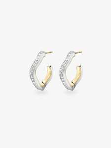 Princess Cut Diamond Spaghetti Huggie <b>Hoop</b> <b>Earring</b> Lab Grown Channel Set Wholesale 14k 18k <b>Solid</b> Gold Women's Jewelry Daily Wear - Product Image 4