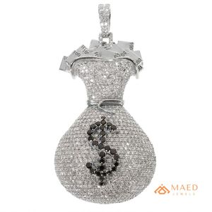 Colgante de Plata con Moissanita Iced Out en Forma de Bolsa de Dinero, Amuleto de Símbolo de Dólar Estilo Hip Hop, Collar de Lujo Personalizado con Brillo, Regalo para Hombres y Mujeres - Product Image 1