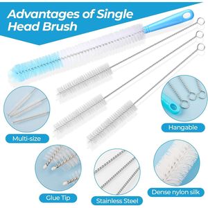 Heavy Duty 70.8 Inches Double-Headed <b>Drain</b> Cleaner <b>Brushes</b> 4 Pcs with Handles Flexible Straw Cleaning <b>Brush</b> - Product Image 3