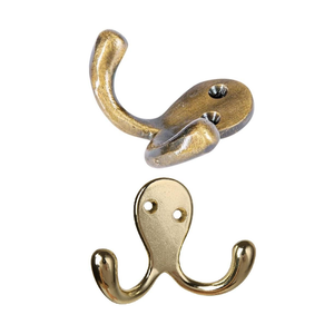 Crochets muraux décoratifs vintage en laiton faits à la main, plaqués or miroir, pour fixation murale - Product Image 4