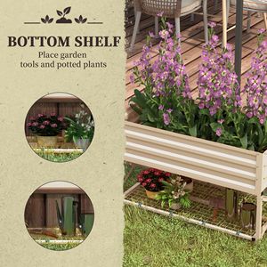Fioriera in Metallo Zincato Efficiente per Giardinaggio con Gambe, Ripiano Portaoggetti e Rivestimento Interno - Product Image 5