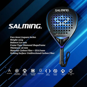 Raquette de padel Salming Pro Player, raquette professionnelle en fibre de carbone avec surgrip, 360g, légère, design antidérapant - Product Image 3