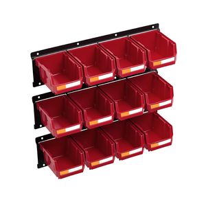 Contenedores de Almacenamiento de Plástico para Montar en la Pared, 12 Unidades con 3 Rieles Metálicos, Contenedor de Almacenamiento Apilable Colgante con Tornillos, Tuercas y Pernos Incluidos - Product Image 6