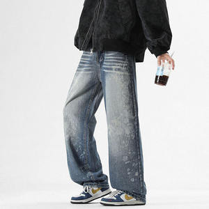Pantalon en jean ample à jambes larges, confortable, coupe oversize, style baggy, multi-poches, en coton, personnalisable, vente en gros - Product Image 2