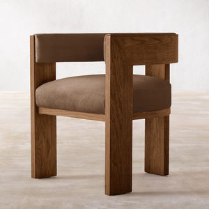Sillas de Comedor Modernas Cordoba, Madera de Teca Sólida, Ratán Tejido, Acabado Natural, Tapicería de Lino Impermeable para Casa o Apartamento - Product Image 3