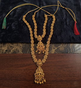 DIVYORO Ensemble de colliers classiques pour femmes en cuivre antique et laiton plaqué or pour mariage, fiançailles et fête - LAKSHMI HARAM - Product Image 2