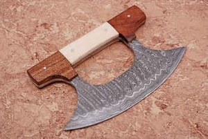 Cuchillo de Cocina Tipo Hacha de Acero de Damasco Hecho a Mano con Mango de Madera de Palisandro de Color Personalizado para Cortar Verduras y Carne - Product Image 4