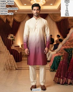 Royal Utsav - Traje Tradicional Indio para Hombre, Amarillo, Bordado Bandhani, Suave, de Secado Rápido, Largo hasta el Suelo, Corte Regular, para Todas las Temporadas, Ideal para Fiestas Diwali - Product Image 2