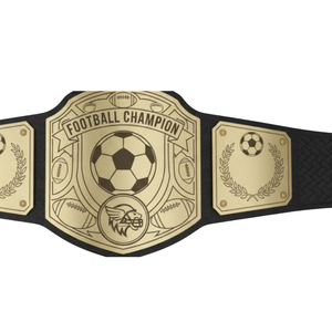 Football Champion Title Belt with Gold Emblem, Soccer & Football Designs Premium Quality Customizable Leather Belt - Product Image 5