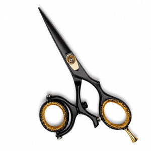 Ciseaux de barbier professionnels avec logo personnalisé, ciseaux à cheveux noirs et dorés, ciseaux en acier inoxydable, outils de coiffure pour salon - Product Image 1