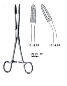 Maier Chirurgische Zange 25 cm 10 Zoll Modell 10.14.25 /10.14.26 mit gezahnten Schaufeln für den Einsatz in der Allgemeinchirurgie im Krankenhaus. - Product Image 3