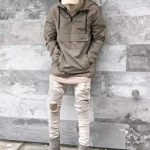 Chaqueta Cortavientos con Cremallera y Bloques de Color para Hombre al por Mayor – Chaqueta Deportiva Casual con Capucha - Product Image 4