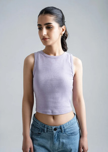 Custom Women Ribbed Crop CAMIS Sleeveless Cotton Stretch Casual Summer Basic Fitness Vest Floral Pattern Sweet Style - Product Image 5