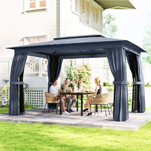 Gazebo da Giardino 3,6x3m Impermeabile con Telaio in Acciaio, Tetto Morbido Blu e Zanzariere per Uso in Parco - Product Image 2
