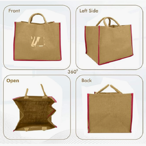 Bolsa de mercado moderna y ecológica de yute, espaciosa y reutilizable, con asas resistentes para compras, oficina y uso diario. - Product Image 3