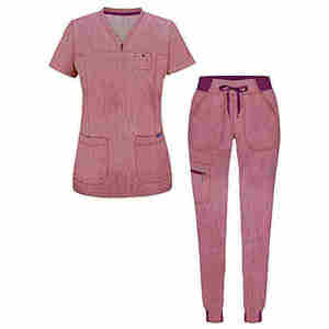 Wholesale High Quality Eco-Friendly Medical Hospital <b>Scrubs</b> Set Unisex V-neck Stretch <b>Scrub</b> <b>Tops</b> Jogger Pants Customized Color - Product Image 2