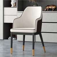 Chaise de salle à manger pour café, en cuir, avec structure en métal, assise en PU, chaises industrielles de luxe pour table à manger