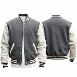 Blousons de baseball pour hommes de haute qualité, style streetwear personnalisé, pour le printemps et l'automne, décontractés, avec appliqué lettres et design color block - Product Image 2