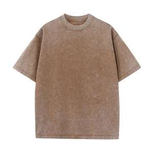 Camiseta de punto de algodón lavado para hombre, estilo urbano, corte regular, cuello redondo, manga corta, ecológica, antiencogimiento, venta al por mayor - Product Image 5