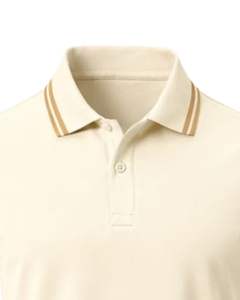Polo de Algodón Beige Personalizado para Hombre con Cuello y Ribete de Manga en Contraste Marrón, Corte Clásico, Casual, Verano, Suministro al por Mayor OEM - Product Image 5
