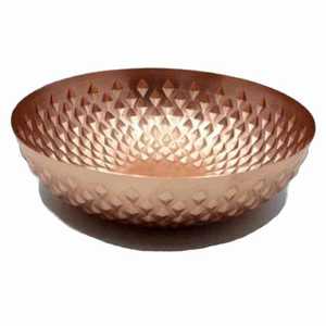 Hammered Copper Color Aluminum Eco-Friendly Durable <b>Large</b> Round Metal Salad Fruit Soup Dinner <b>Serving</b> <b>Bowl</b> for Party Table - Product Image 2