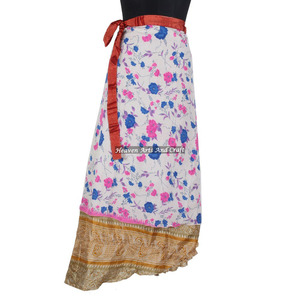 Vestido largo vintage de seda tipo sari con diseño de envoltura mágica, faldas reversibles con diseño de envoltura mágica, fabricante y mayorista - Product Image 3