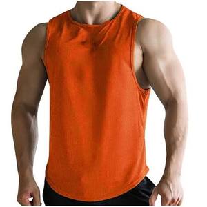 STELLAR Orange Débardeur décontracté pour homme, couleur unie, sans couture, respirant, 100% coton, col rond, logo sur le devant, 120g - Product Image 1