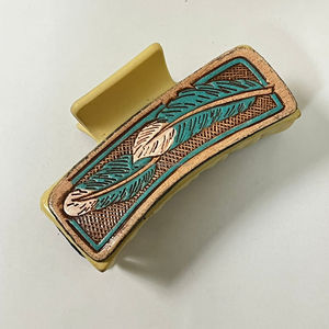 2026 Wholesale Hand Tooled Feather Hair Claw <b>Clip</b> for Women's Turquoise Boho Hair <b>Clamp</b> Handmade Boutique Girls Hair Accessories - Product Image 6