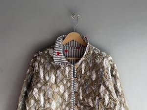 <b>Quilted</b> Cotton <b>Jacket</b> Women Stand Collar Full Sleeve Autumn Regular Length Patch Pocket Printed Fish <b>Pattern</b> GIFT FOR HER - Product Image 4