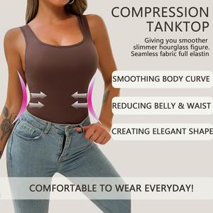 Workout Sleeveless Square Neck Tank <b>Top</b> Seamless Shaper wear Women Ribbed Fitness Tank Soft Stretchy Vest for Women - Product Image 6