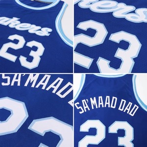 Camiseta de Baloncesto Personalizada con Costuras a Medida, Color Azul Marino, Blanco y Azul Claro, Malla Transpirable, Uniforme de Entrenamiento de Equipo, Personalizado para el Equipo Chimpanzees - Product Image 3