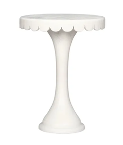 <b>White</b> Round Pedestal <b>Coffee</b> <b>Table</b> Scalloped Tabletop Accent Side <b>Table</b> for Living Room - Product Image 1
