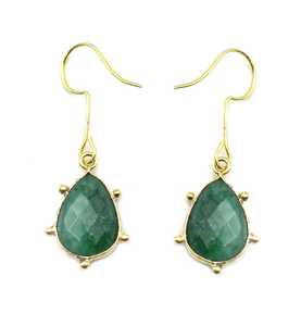 Wire Wrapped Citrine Quartz Pear Shape <b>Earrings</b> Gold Plated Brass Minimalist Women's Gift Jewelry - Product Image 2
