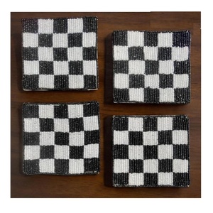 Glass Beaded Coasters Spiderweb Design Set of 4 Coaster for Dining <b>Table</b> Tea Cup <b>Coffee</b> Mugs Coaster for Home & Office <b>Table</b> Use - Product Image 2