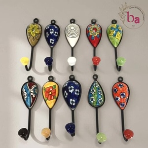 Handmade Ceramic Wall <b>Hooks</b> Set of 10 Vintage Eco-Friendly Self-adhesive Multi Color <b>Coat</b> Hangers <b>Decorative</b> <b>Hooks</b> for Home Use - Product Image 2