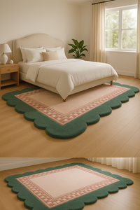 Luxury Customizable irregular shape Handloom Viscose Rug in Modern Green Style Washable Wool <b>Carpet</b> for Home and Picnic Use - Product Image 5