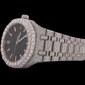 Montre artisanale noire à cadran rond avec caractéristiques uniques, style hip-hop, sertie de diamants Moissanite, bijoux raffinés pour homme - Product Image 4