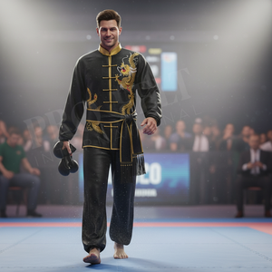 Uniforme de Artes Marciales de Kung Fu y Tai Chi Personalizado OEM ODM, Uniforme de Karate de Poliéster Suave con Bordado de Dragón Hecho a Mano - Product Image 3