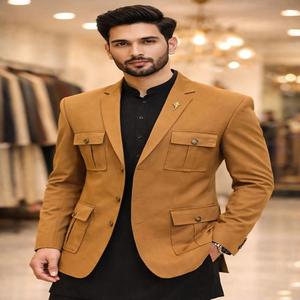 Veste décontractée pour homme en velours, coupe trapèze, manches longues, tissu respirant et écologique - Product Image 1