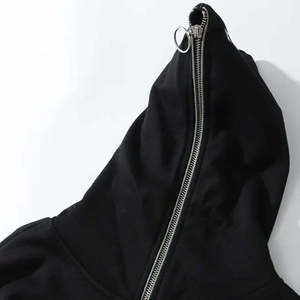 Sudadera con capucha y cremallera completa para hombre, estilo gótico oversize con estampado gráfico, Techwear, Y2K, Streetwear, Darkwear, Harajuku, Punk, negra - Product Image 4