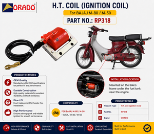 คอยล์ Bajaj M80 M50 HT คุณภาพส่งออกสำหรับอะไหล่รถสองล้อ อินเดีย ออราโด - Product Image 3