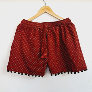 Shorts cargo bohèmes pour femmes, taille haute, 100% coton, avec bordure en dentelle, séchage rapide et taille élastique, shorts décontractés - Product Image 3