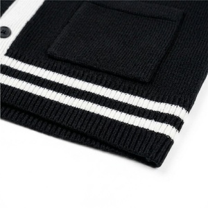 Customized <b>Black</b> White Knitted <b>Cardigan</b> Sweater <b>Men</b> Women Embroidered Logo Button V Neck Winter Quick Dry School Uniform - Product Image 6