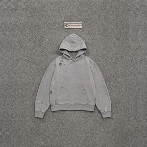 PREMIUM DISTRESSED DARK GREY OVERSIZED HOODIE VINTAGE WASHED GREY SOFT COTTON DAILY WEAR RELAXED STREET STYLE MODERN CASUAL LUXU - Product Image 5