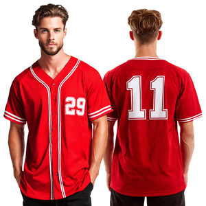 เสื้อเบสบอลปักลายแบบกำหนดเอง เสื้อเบสบอลชาย คอวี เสื้อซอฟต์บอลแขนสั้นแบบสั่งทำพิเศษสำหรับผู้ชาย - Product Image 1