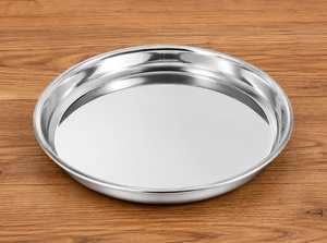 Assiette Ronde en Acier Inoxydable de Qualité Commerciale avec Finition Polie Brillante pour Restaurants, Hôtels, Cafétérias et Services de Traiteur - Product Image 2